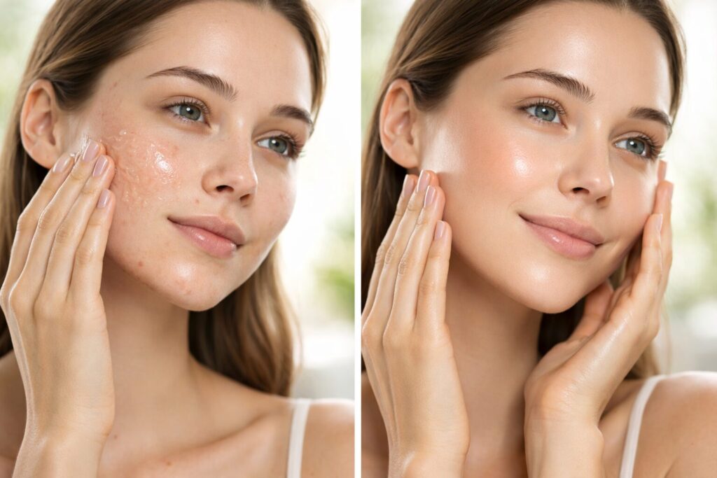 applying aloe vera gel for skin care hydration